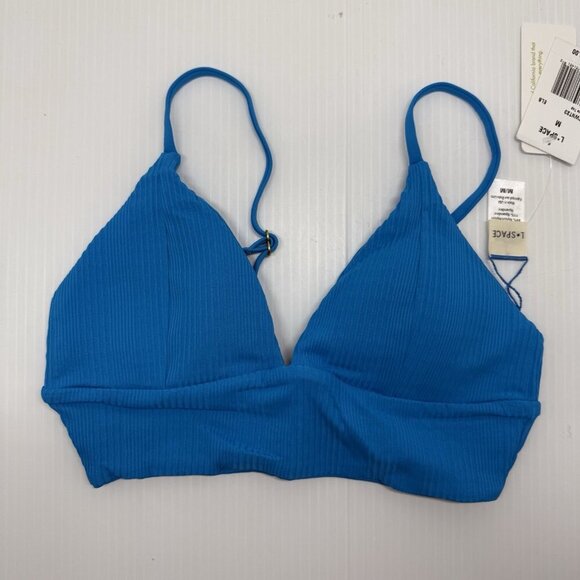L Space Bikini Top Women's Electric Blue Pointelle Rib Winnie Size Medium - Picture 9 of 9